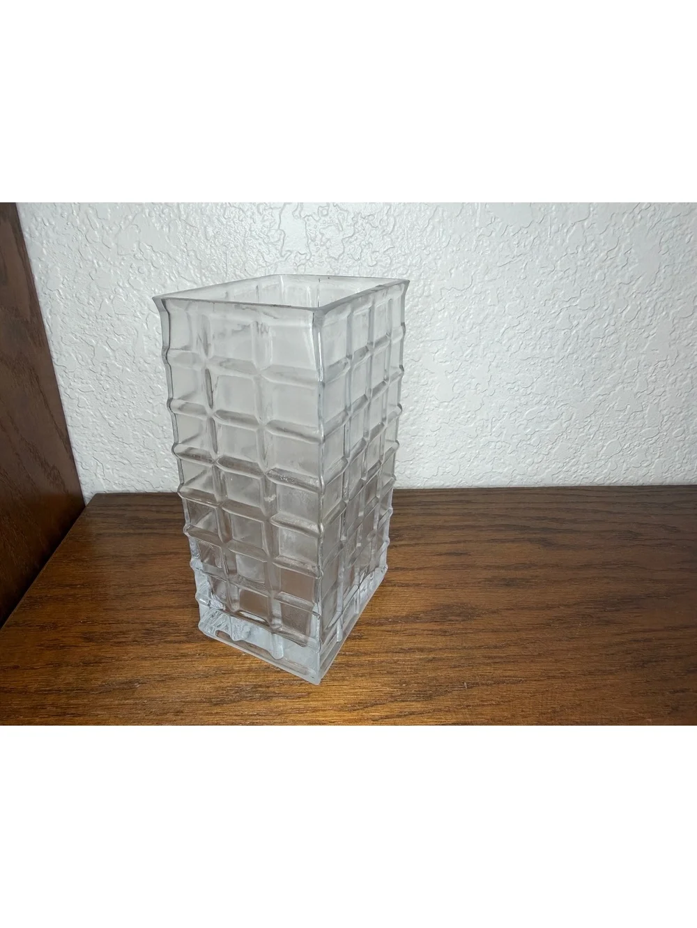 Vintage Art Glass Cube Block Vase Mid Century Modern